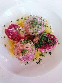 Close-up of multi colored candies in plate