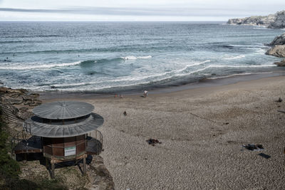 High angle view of beach against sky