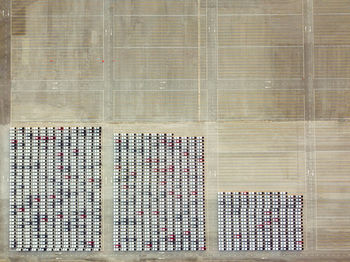 Aerial view of cars at parking lot