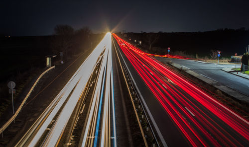 Light trails on highway at night