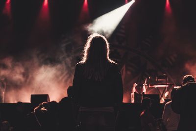 Rear view of woman at music concert