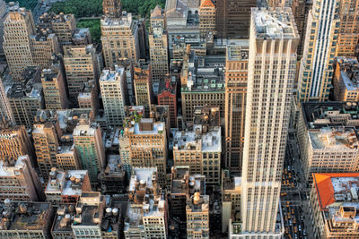 High angle view of buildings in city