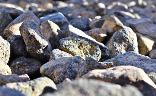 Close-up of stones on rocks
