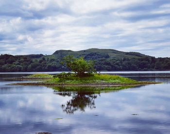 Scenic view of lake against sky