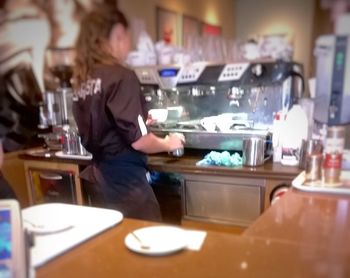 Close-up of woman in restaurant