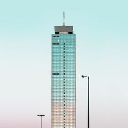 Low angle view of buildings against clear sky