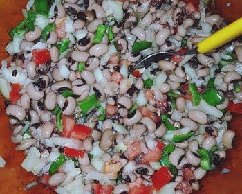 High angle view of chopped vegetables on wall