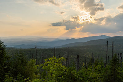 Scenic view of landscape against sky during sunset