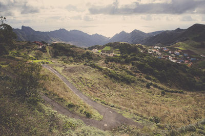 Scenic view of landscape against sky during sunset