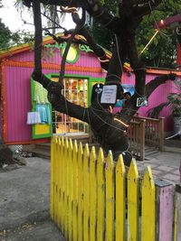 Clothes hanging on built structure