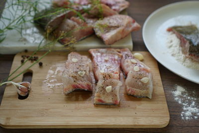 High angle view of food on table