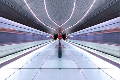 Blurred motion of subway station platform