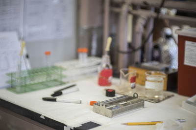 Close-up of lab desk