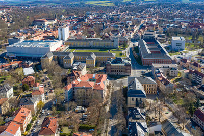 High angle shot of townscape