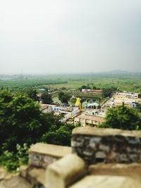 High angle view of cityscape against clear sky