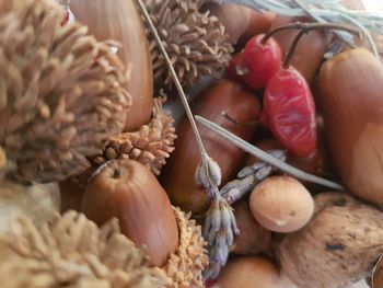 Close-up of fruits in basket for sale