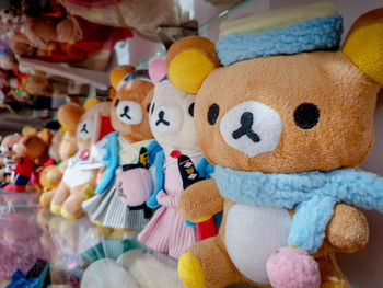 Close-up of toys for sale