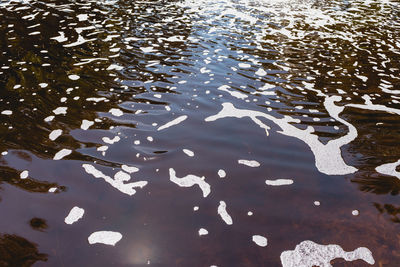 High angle view of frozen lake