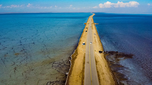 High angle view of sea against sky
