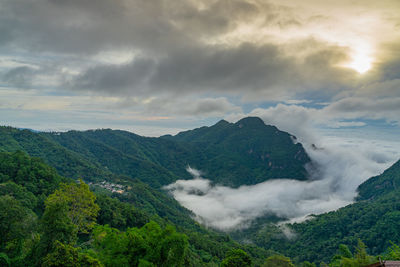 Scenic view of mountains against sky