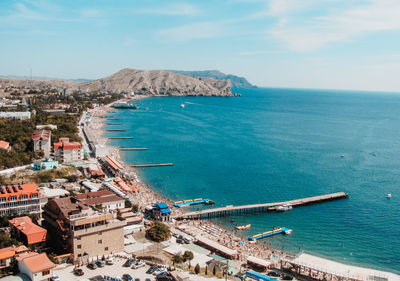 High angle view of sea against sky