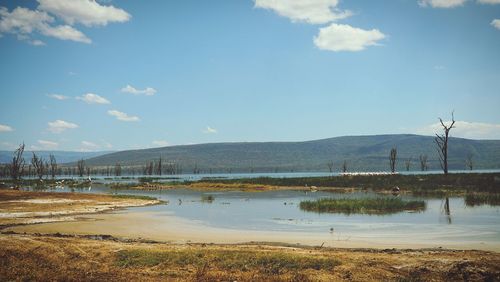 Scenic view of lake against sky