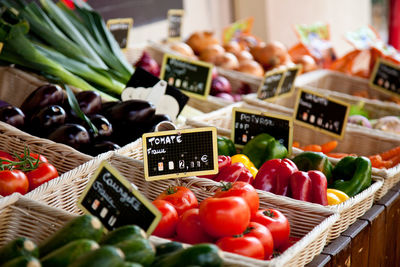 Food for sale at market stall