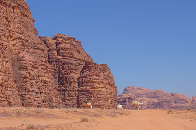 Rock formations on landscape against clear sky