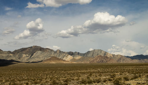 Scenic view of landscape and mountains against sky