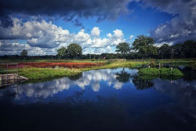 Scenic view of lake against sky