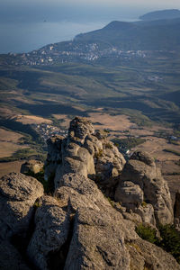 Aerial view of landscape against sky