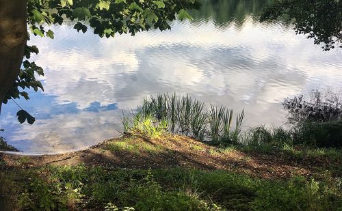 Scenic view of lake against sky