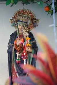 Multi colored sculpture in temple