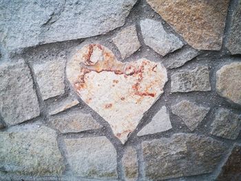 Close-up of heart shape on wall