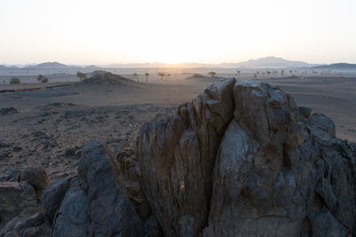 Panoramic view of desert against sky