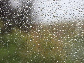 Full frame shot of raindrops on glass window