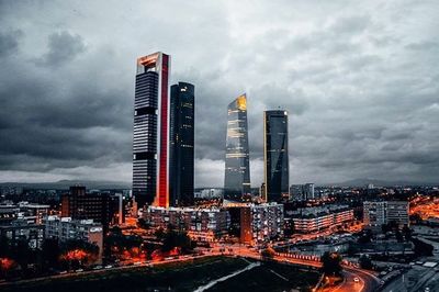 View of skyscrapers at night