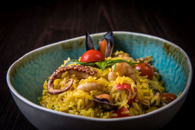 Close-up of food in bowl on table