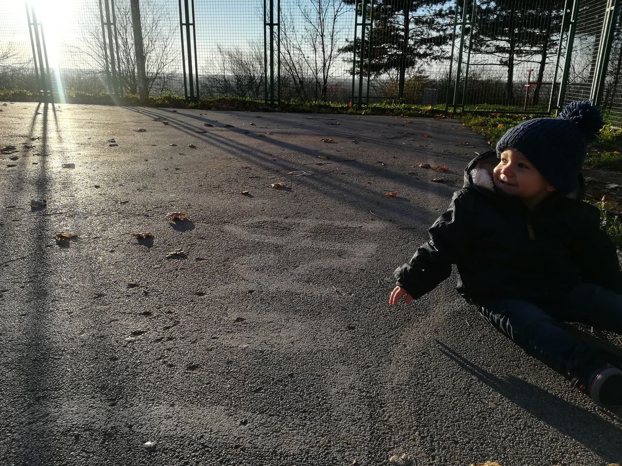 childhood, real people, one person, full length, boys, outdoors, day, tree, winter