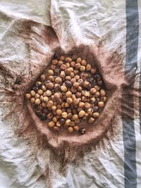 High angle view of roasted coffee beans