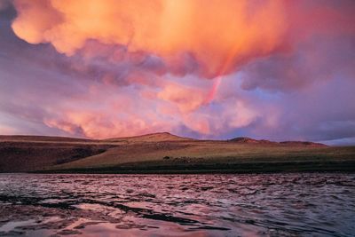 Scenic view of landscape against sky during sunset