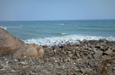 Scenic view of sea against clear sky