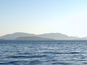 Scenic view of sea against clear sky