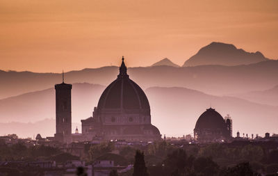 Panoramic view of florence cathedral, against sky during sunset
