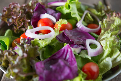 Close-up of chopped fruits and vegetables