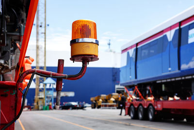 Close-up of light bulb on vehicle