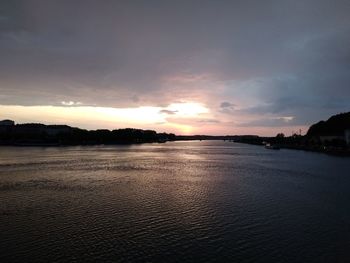 Scenic view of sea against sky at sunset