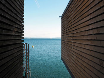 View of sea against blue sky