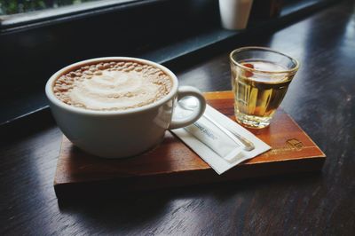 Cup of coffee on table