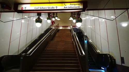 Low angle view of illuminated steps
